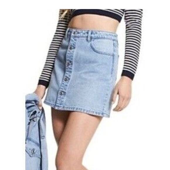 Michael Kors Dresses & Skirts - Michael Kors Jean Skirt Womens 14 Blue Denim Mini Button Front Casual Timeless